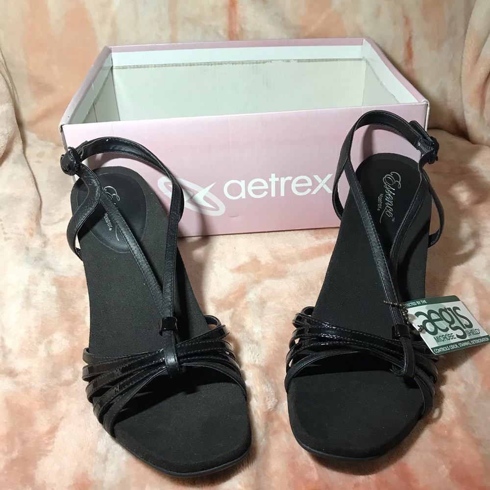 Black Lea Sling Back Heeled Sandal